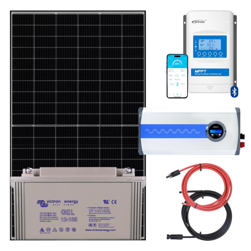 Elektrownia słoneczna 435Wp z akumulatorem - zasilanie 230V moc 1000W + MPPT