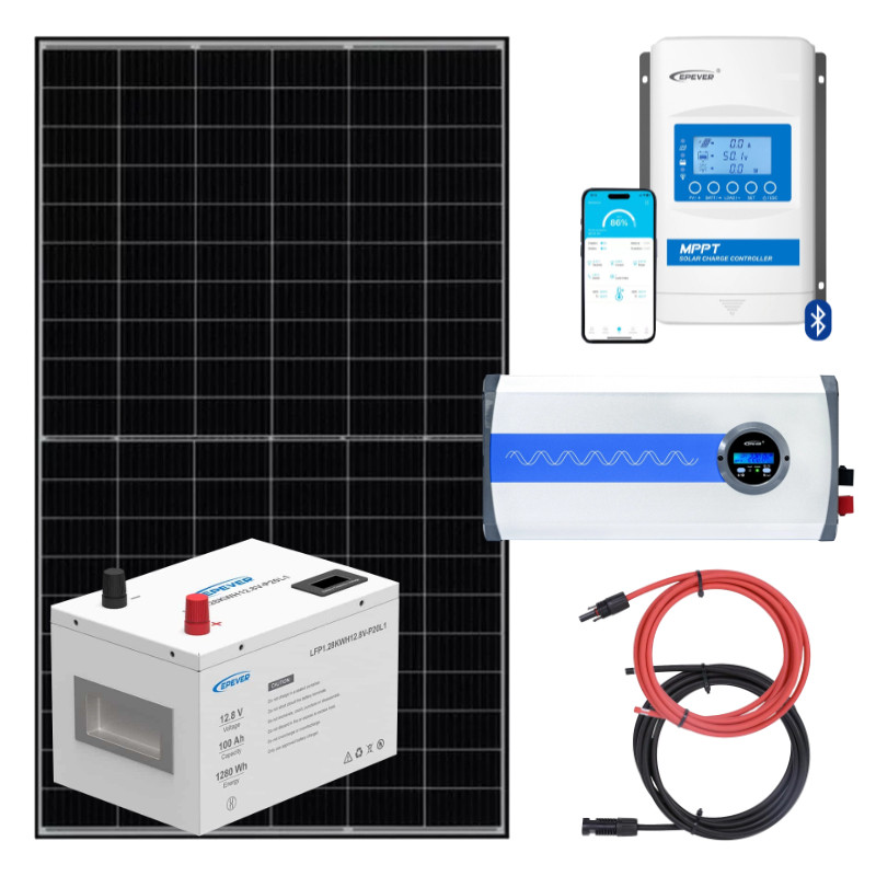 ELEKTROWNIA SŁONECZNA 435WP Z AKUMULATOREM - ZASILANIE 230V MOC 350W + MPPT