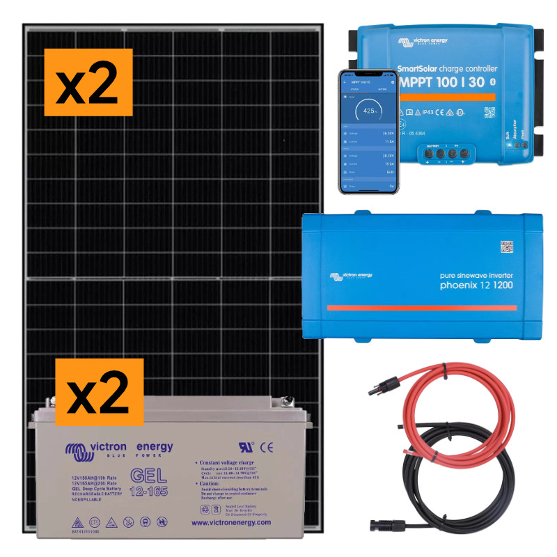 Elektrownia słoneczna 870Wp z akumulatorem - zasilanie 230V moc 1000W + MPPT