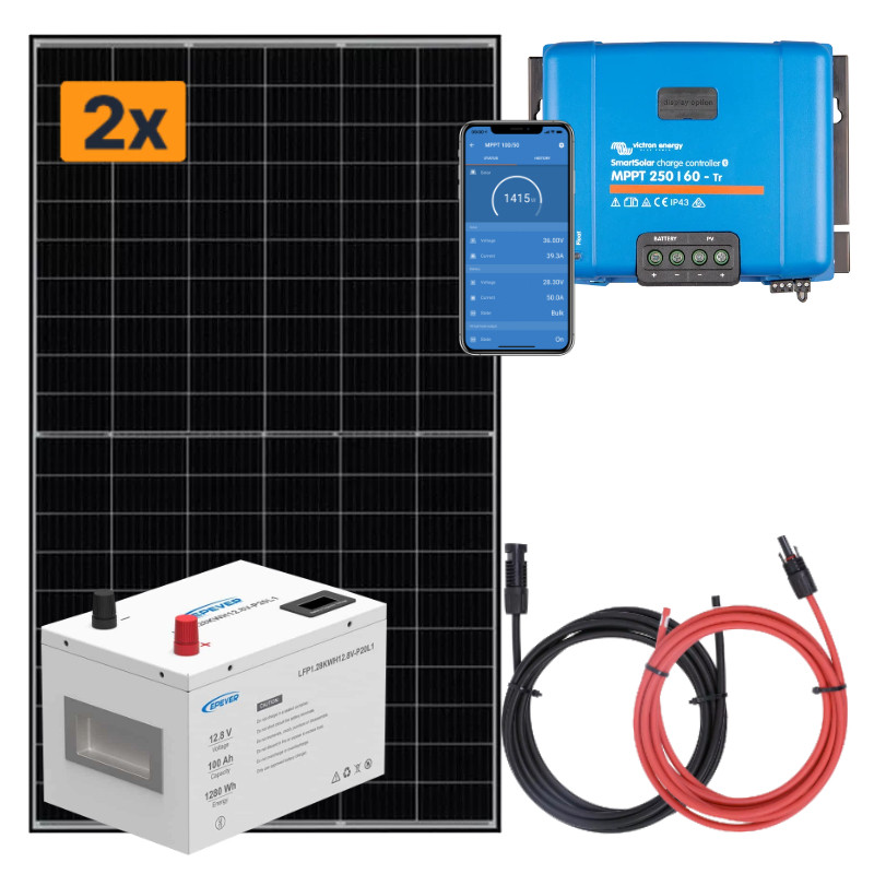 Panel słoneczny 870W i akumulator LiFePO4 100Ah z regulatorem MPPT