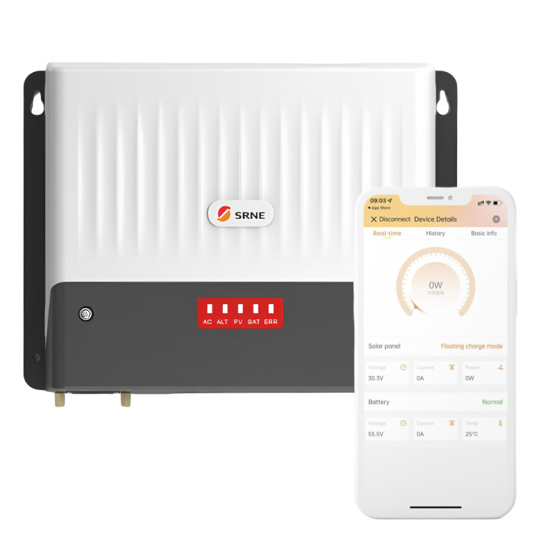 Obrazek produktu Ładowarka 3-w-1 SRNE: Sieć publiczna + PV + Alternator 50A (SKU: 3964) - importowany z CSV (SunTrack)